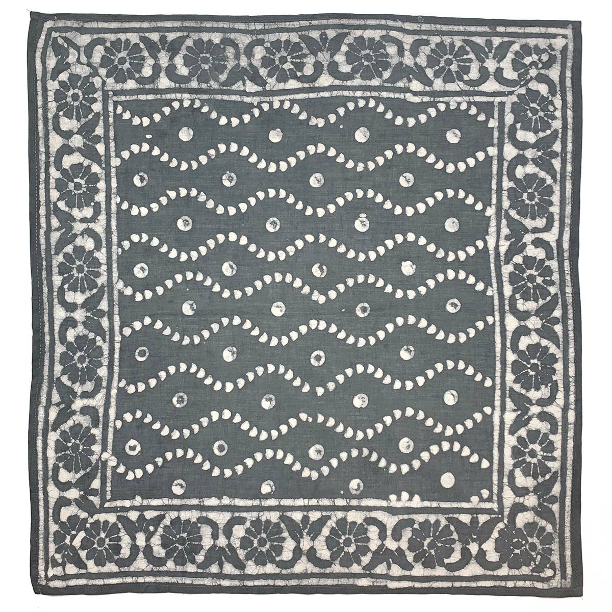 Wax Resist Bandana - Blue Flowers