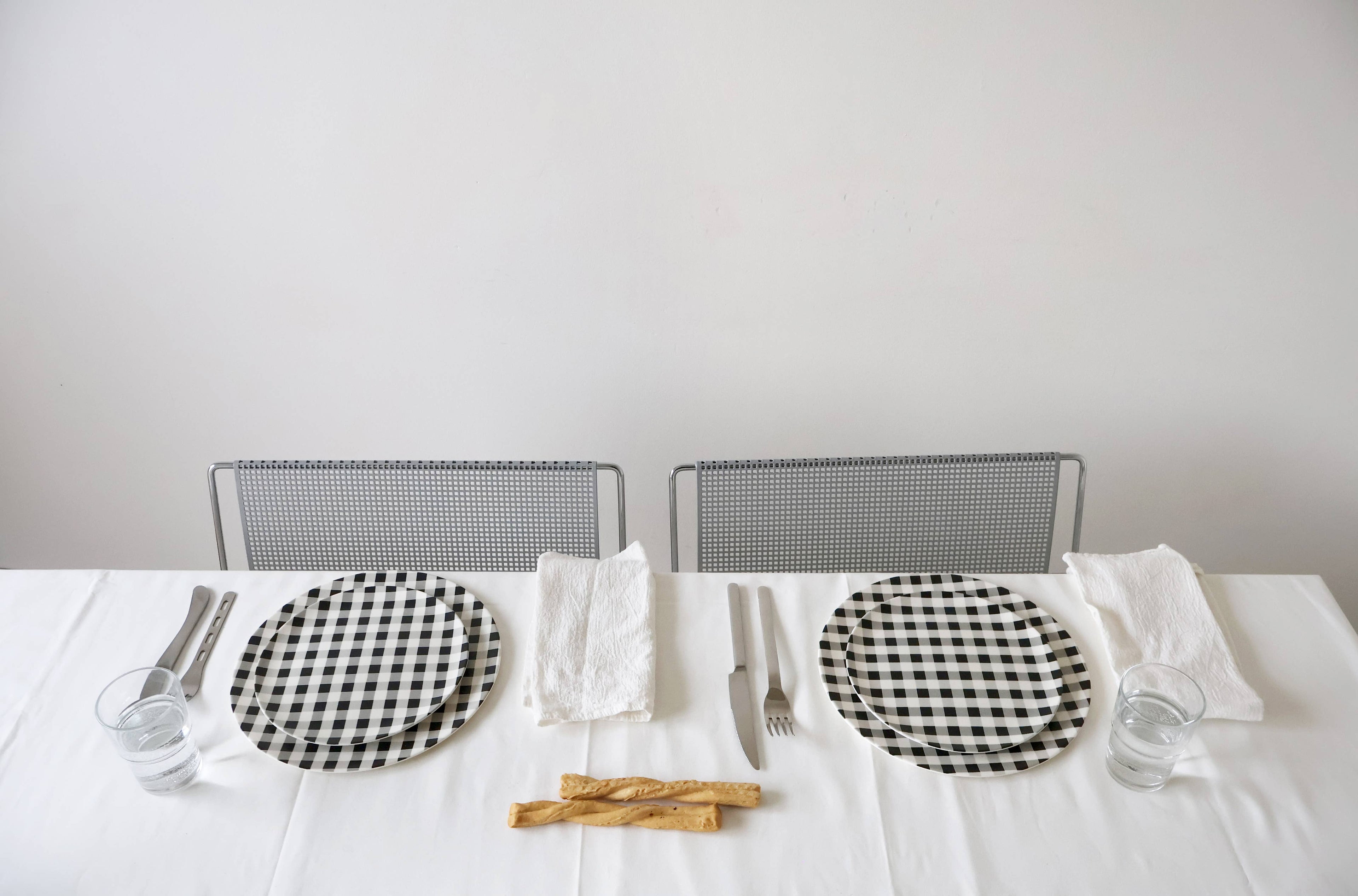 Bamboo Side Plate - Gingham Black