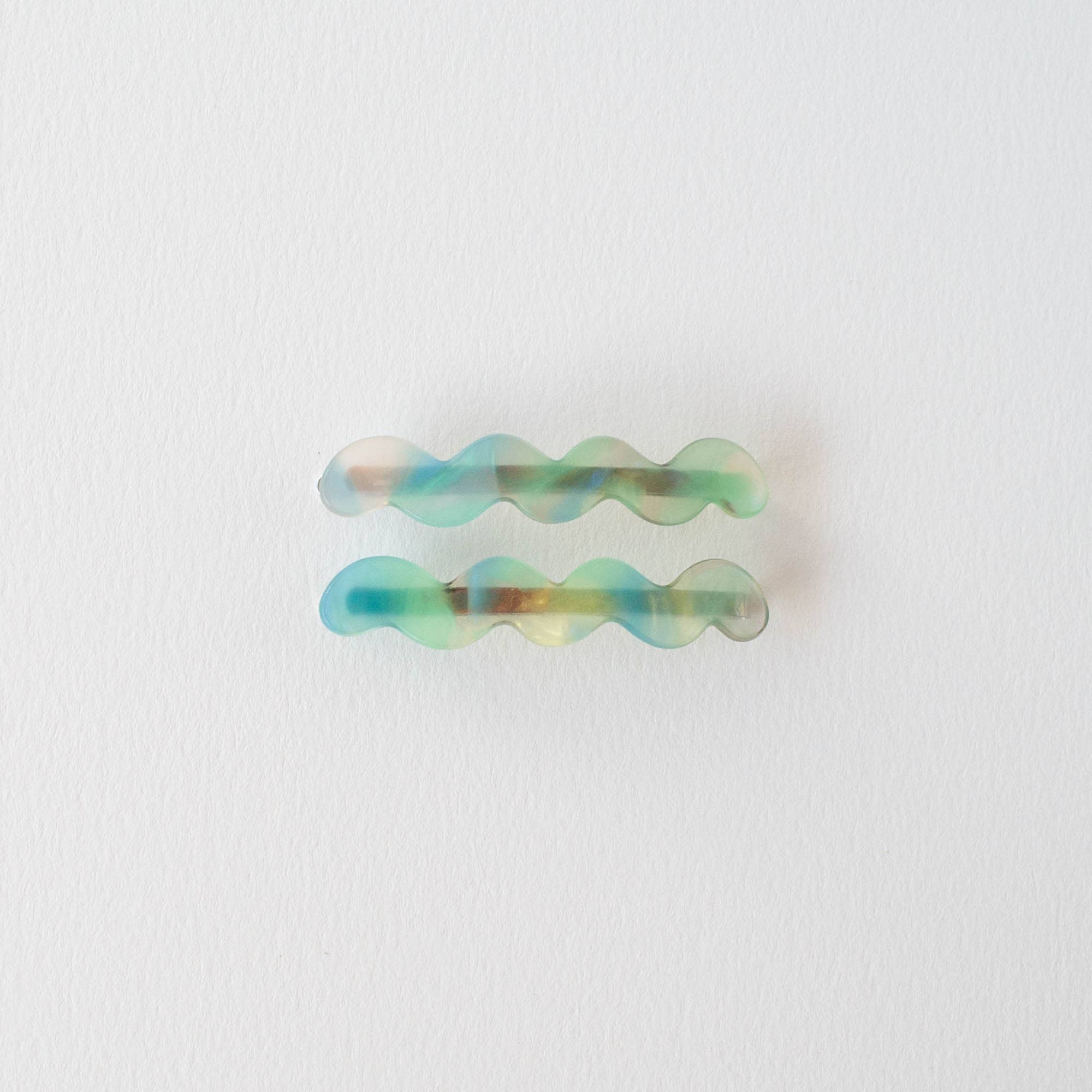 Wave Hair Pin Set: Green Aura