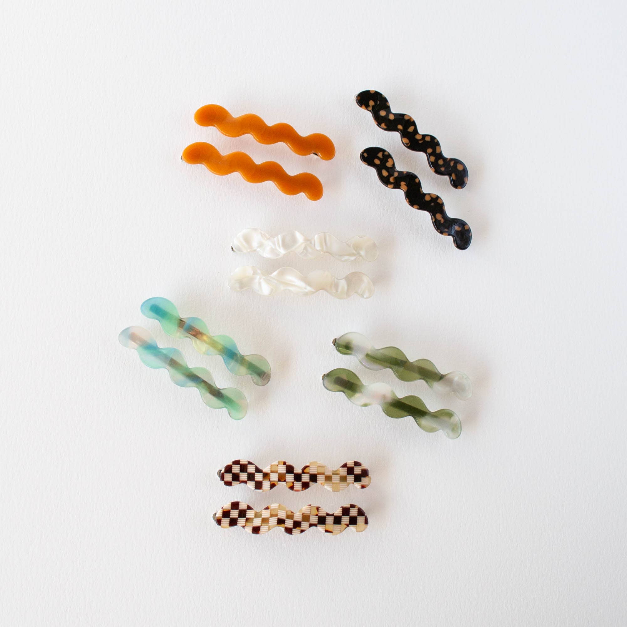 Wave Hair Pin Set: Green Aura