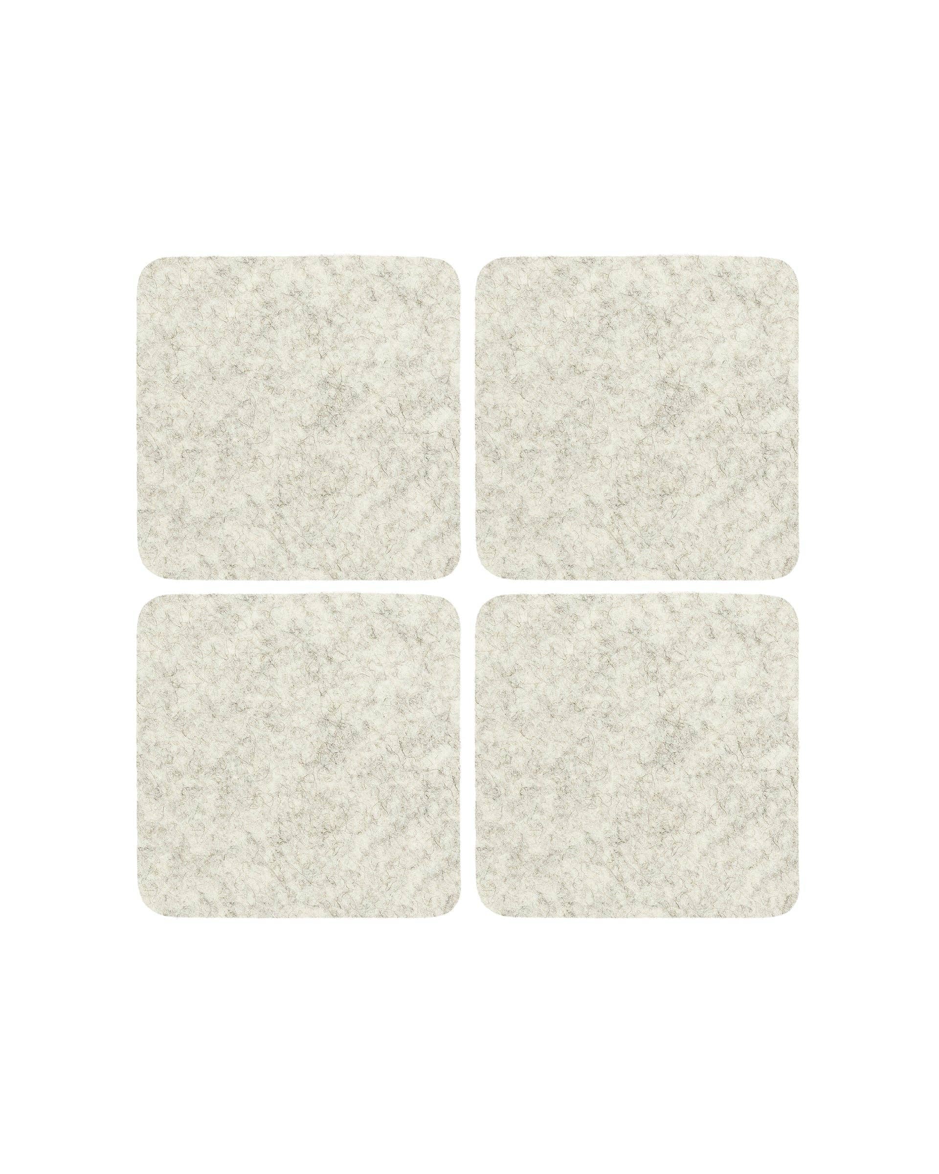 Square Felt Coaster Set Heather White