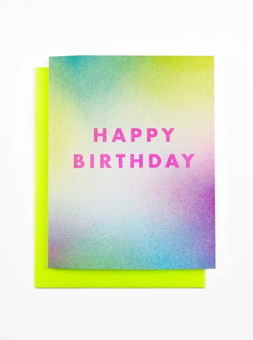 Happy Birthday Aura Risograph Card