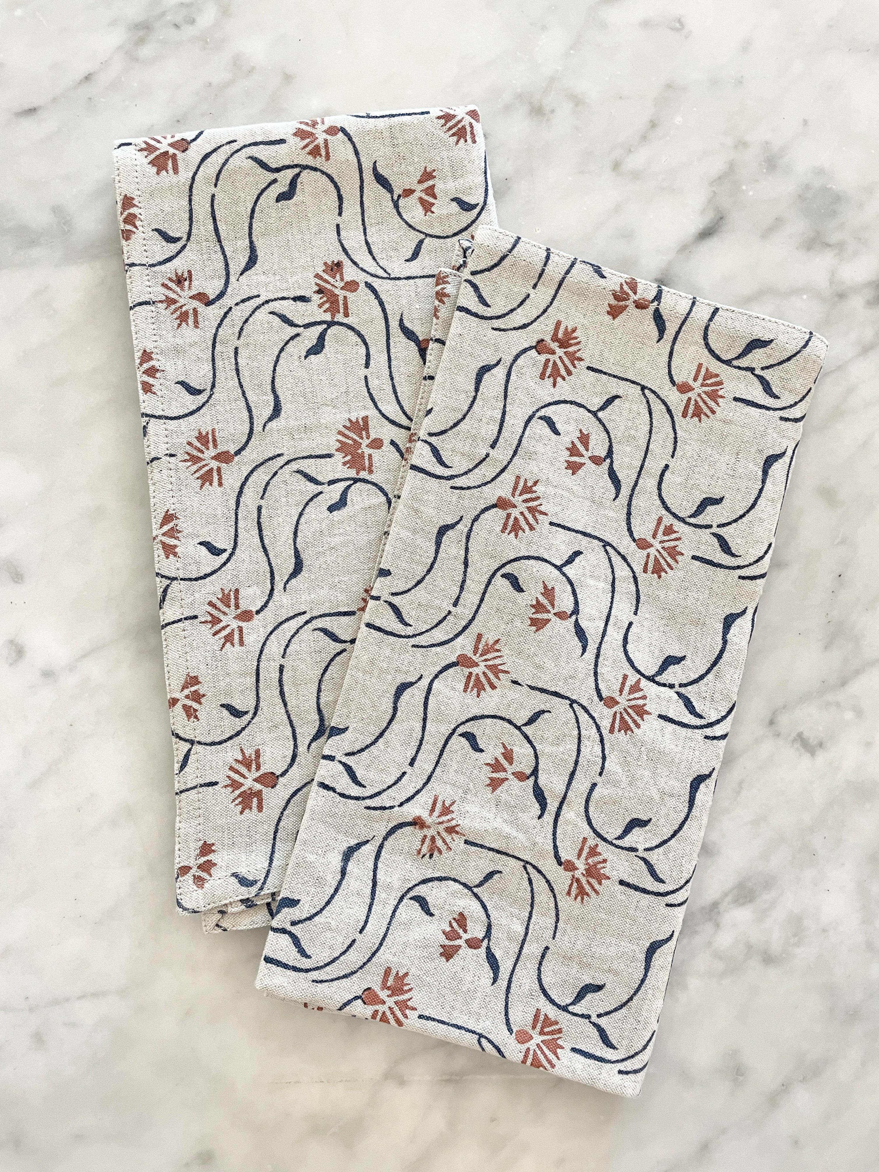 Linen Block Print Napkins - Juhi