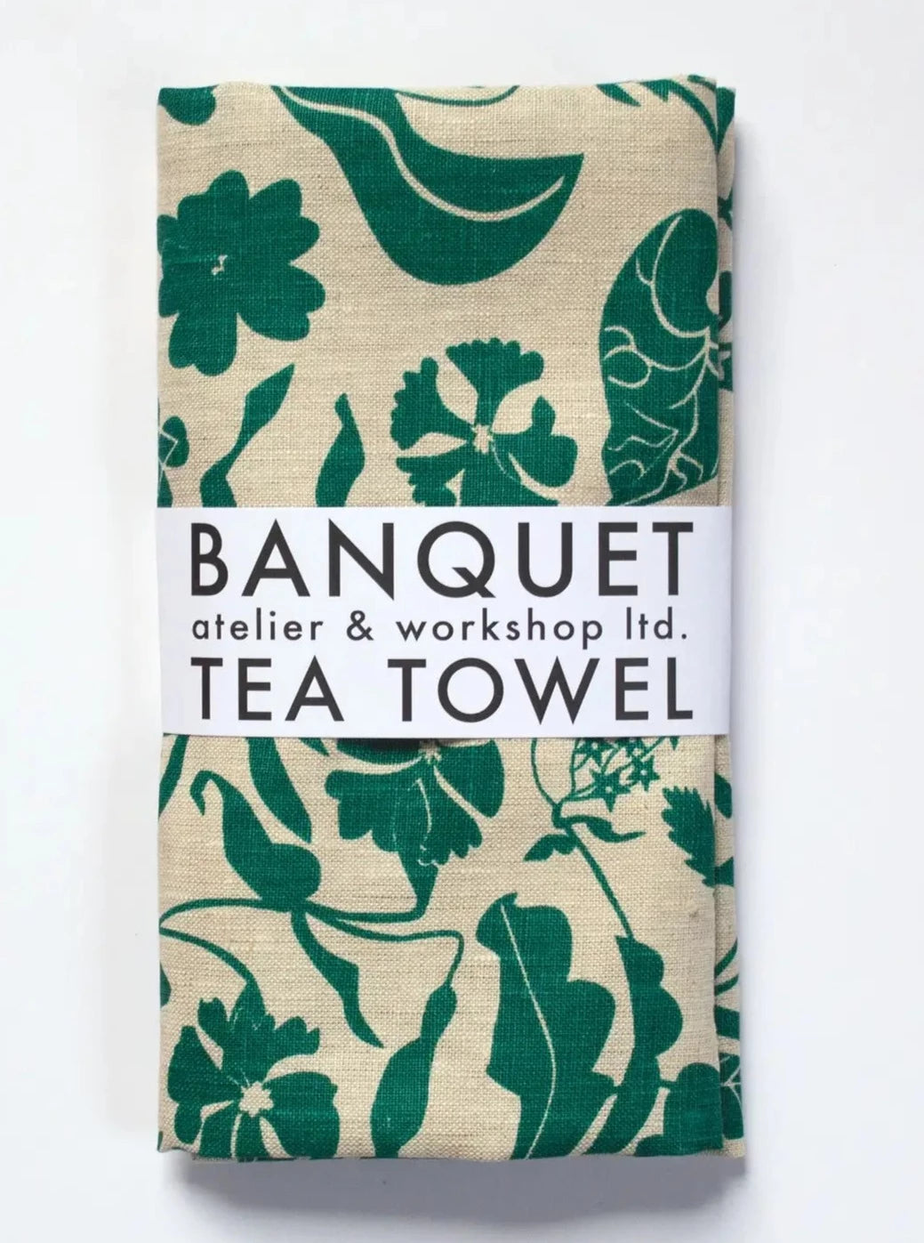 Linen Tea Towel - Emerald Wildflowers