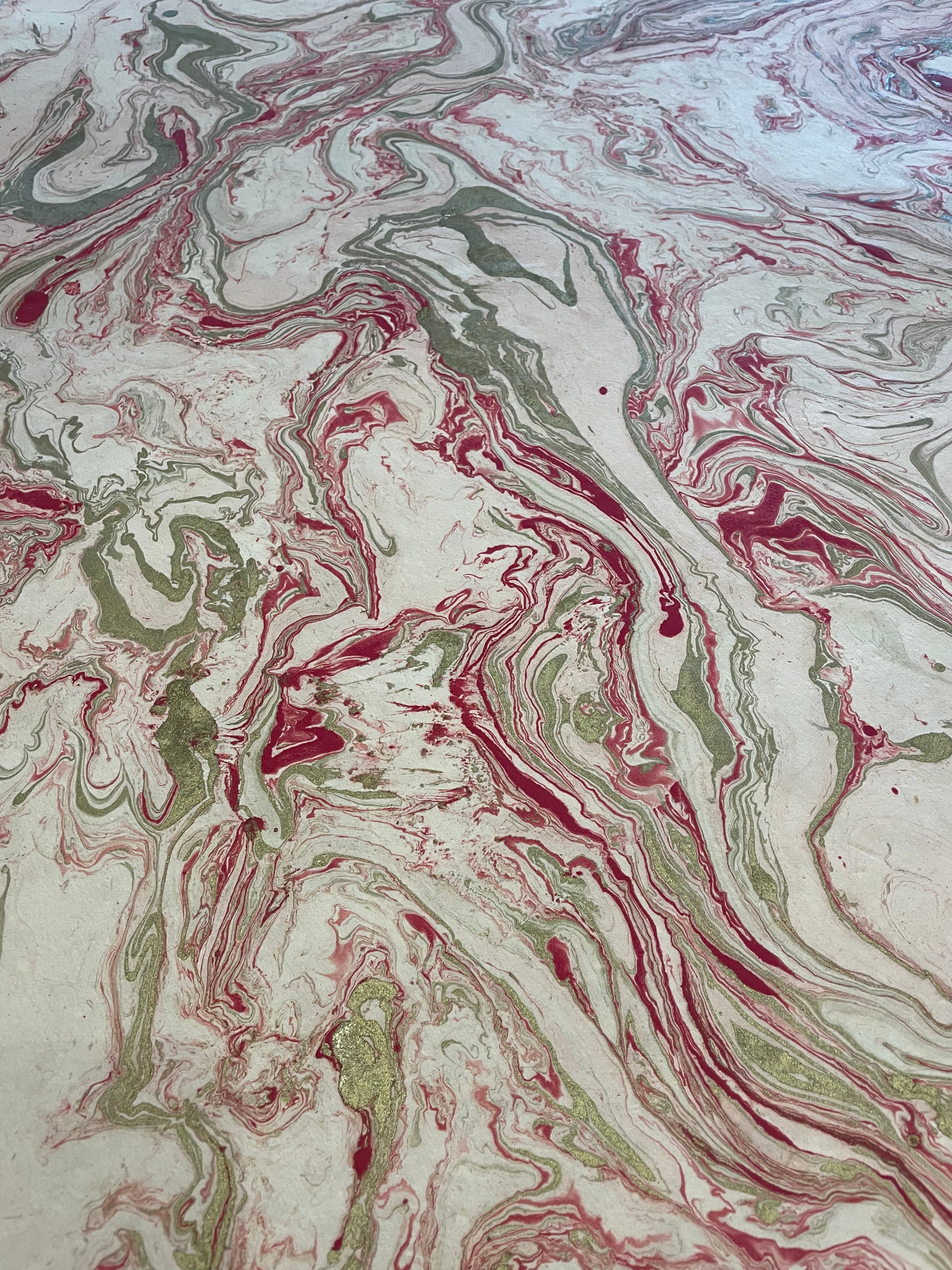 Handmade Paper - Red Marble Swirl