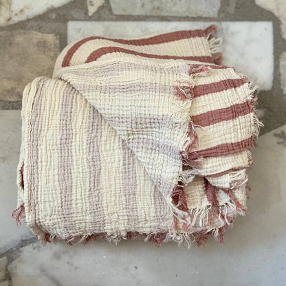 Muslin Striped Blanket: Red