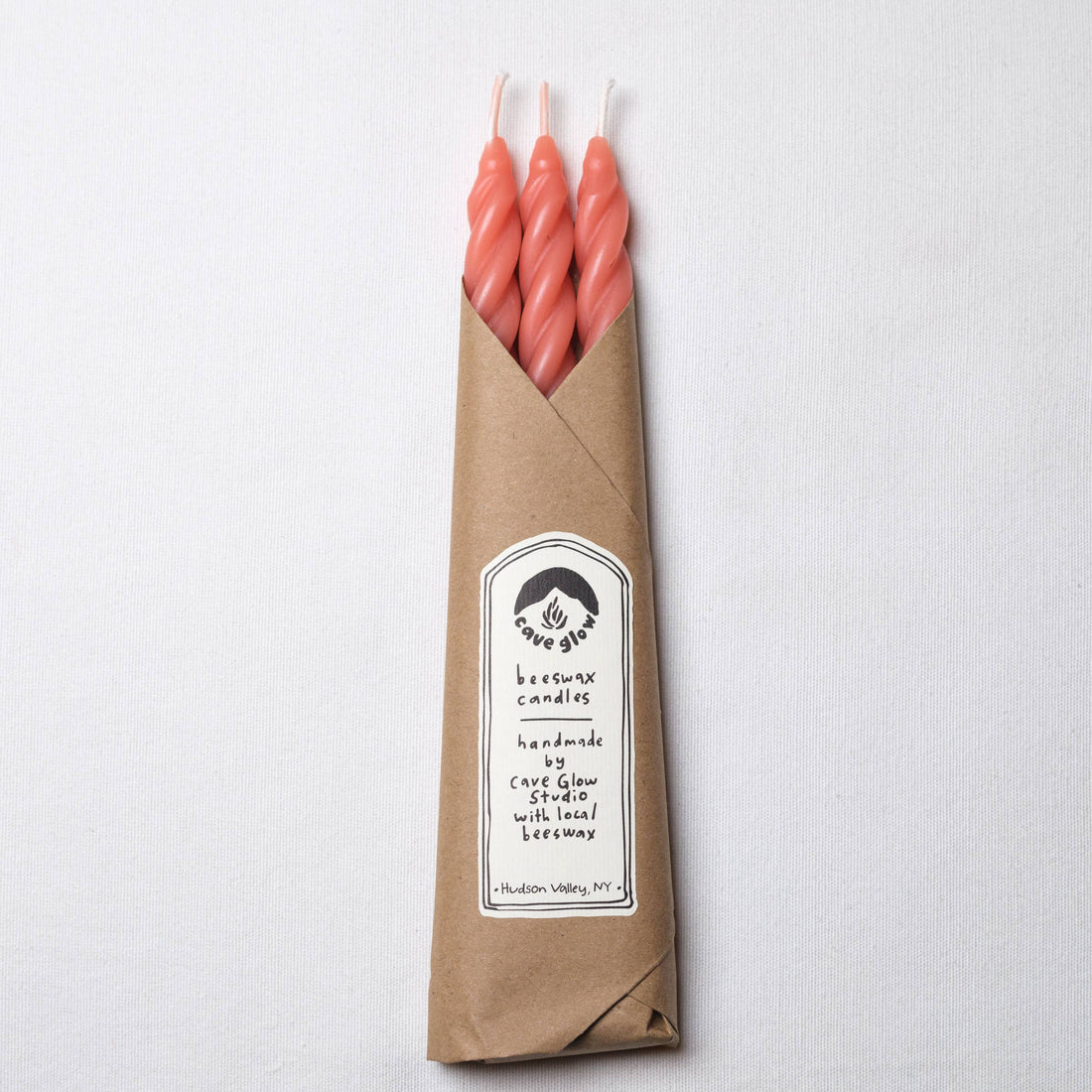 Spiral Beeswax Candles - Peach Fuzz