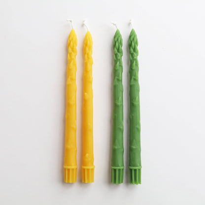 Asparagus Beeswax Taper Candles - Green