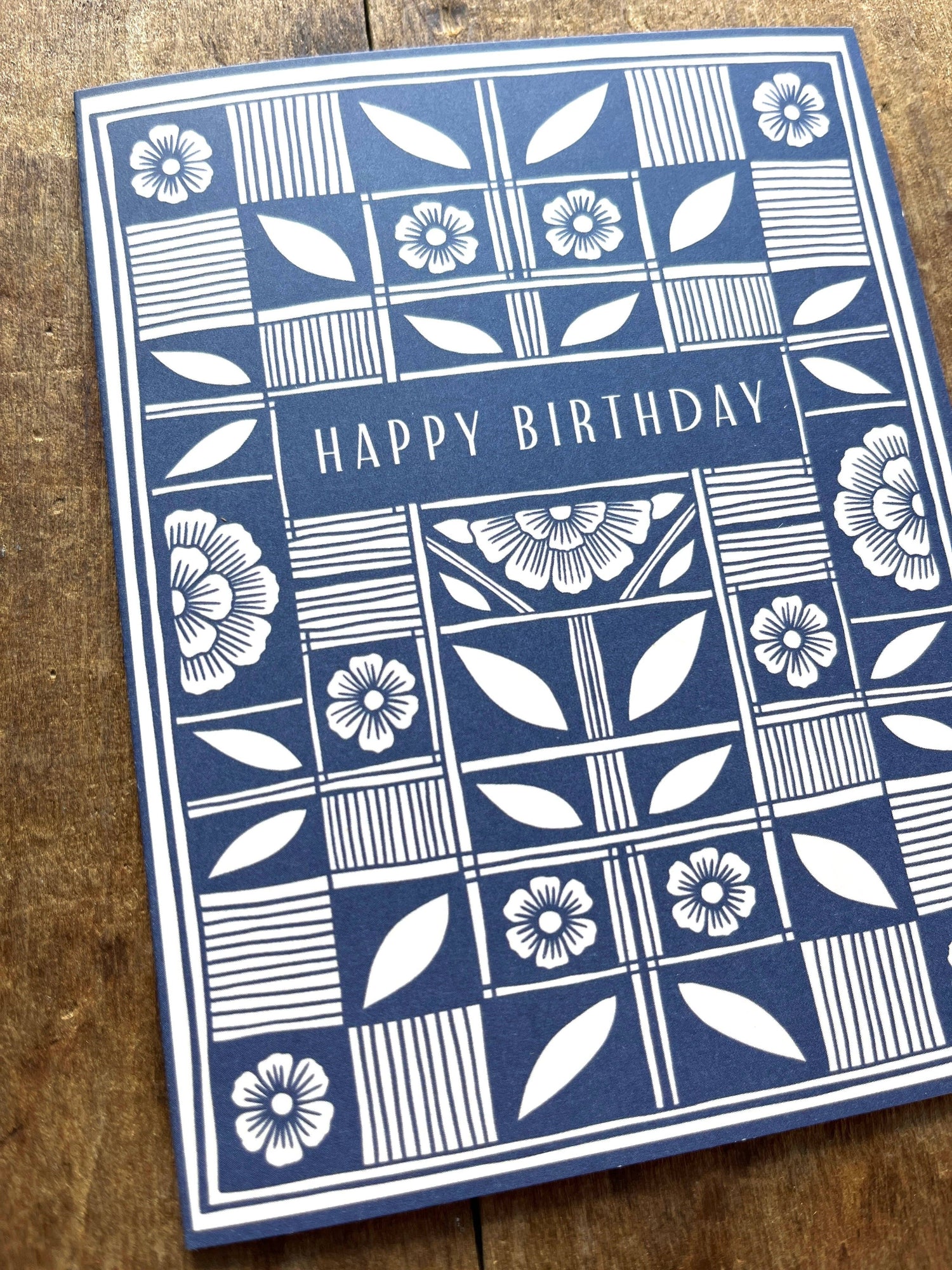 Blue Floral Birthday Card