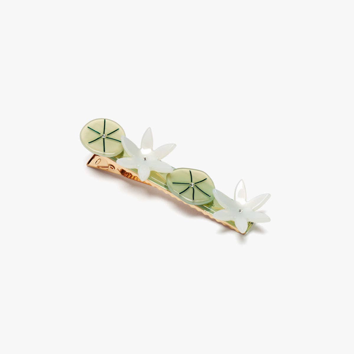 White Lotus Flowers Small Hair Clip