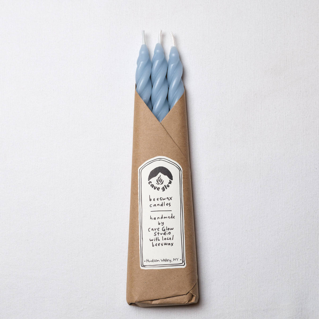 Spiral Beeswax Candles - Sky Blue