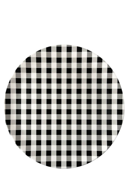 Bamboo Dinner Plate - Gingham Black
