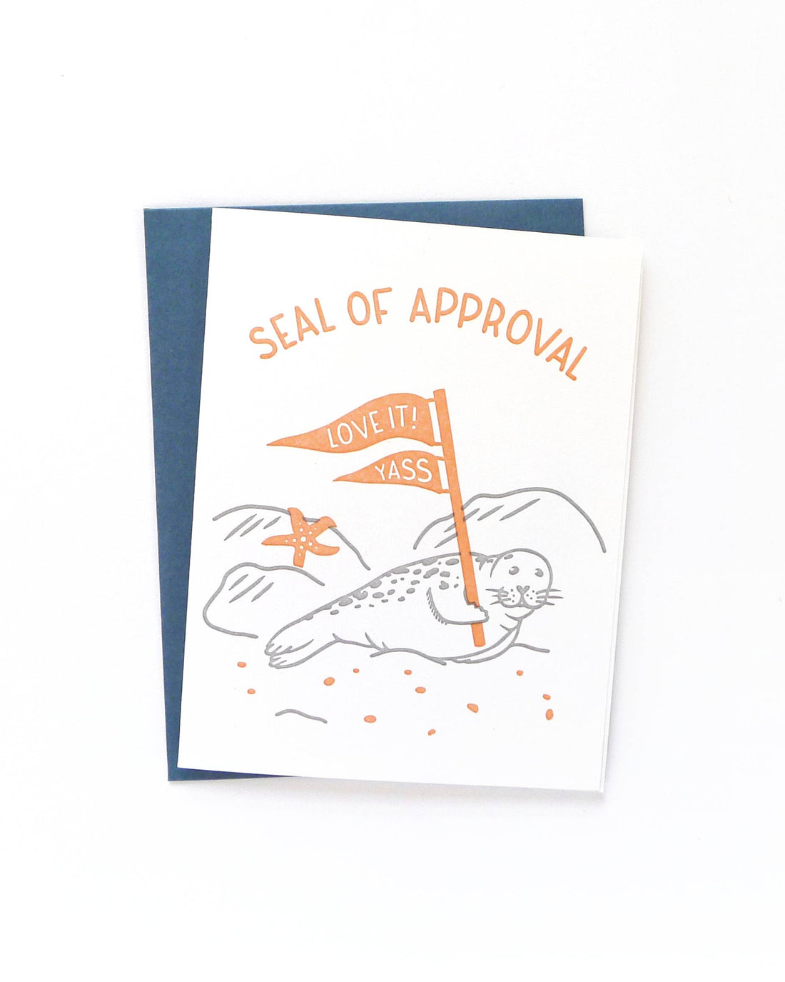 Greeting card with a seal illustration and &