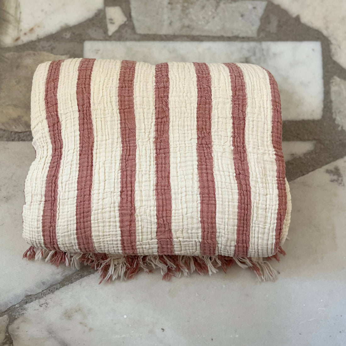 Muslin Striped Blanket: Red