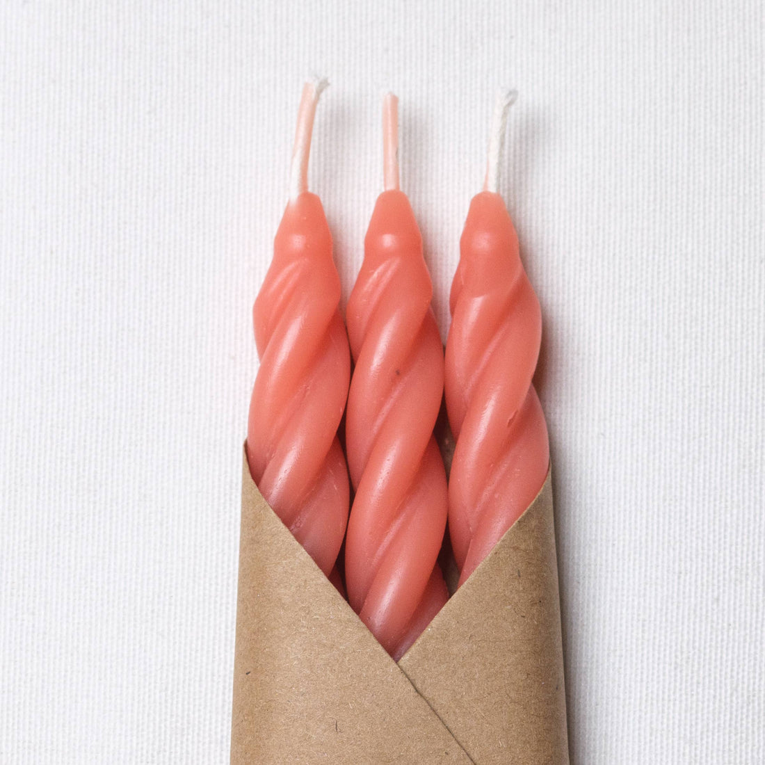 Spiral Beeswax Candles - Peach Fuzz