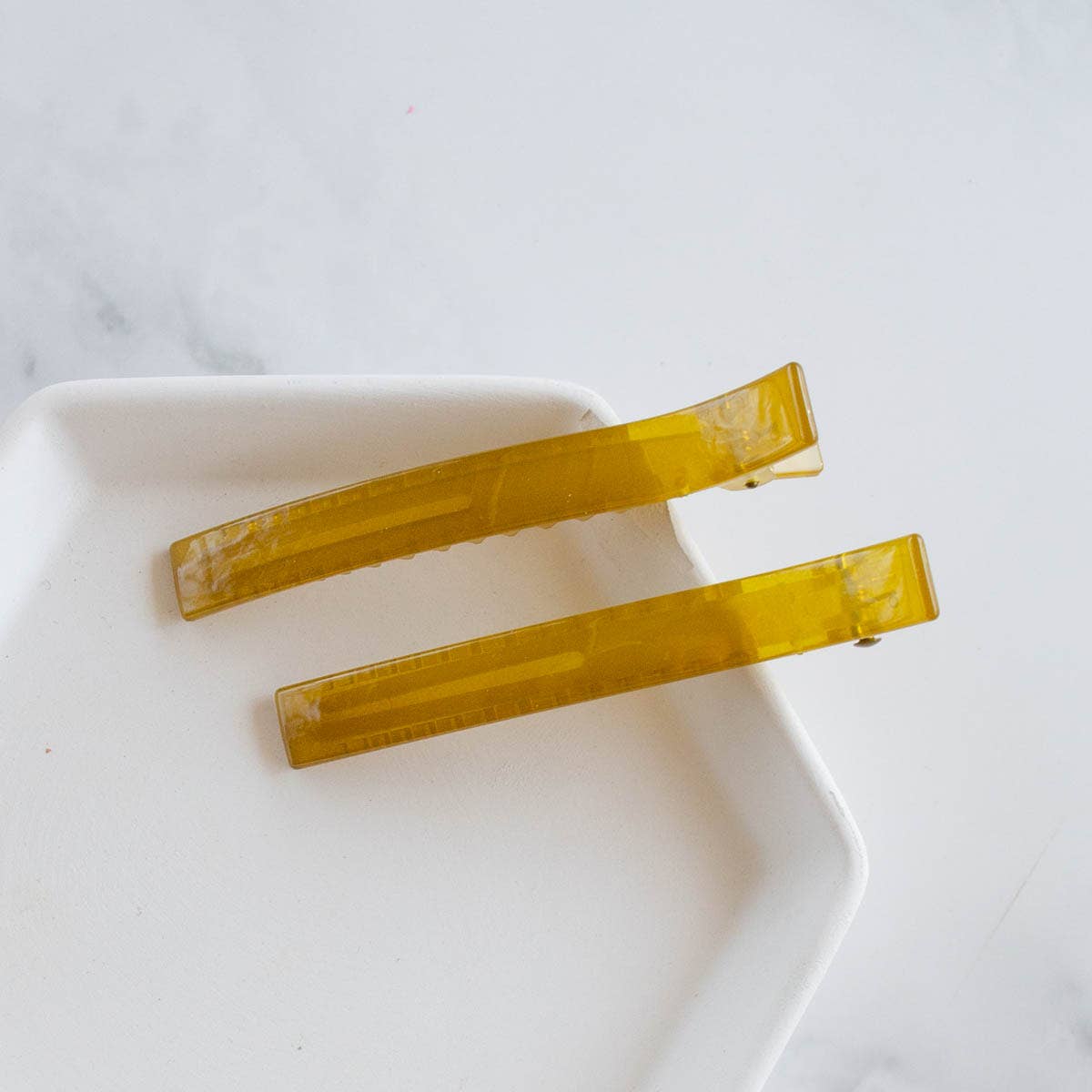 Rectangle Hair Clip Set - Mustard Seed