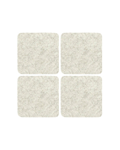 Square Felt Coaster Set Heather White