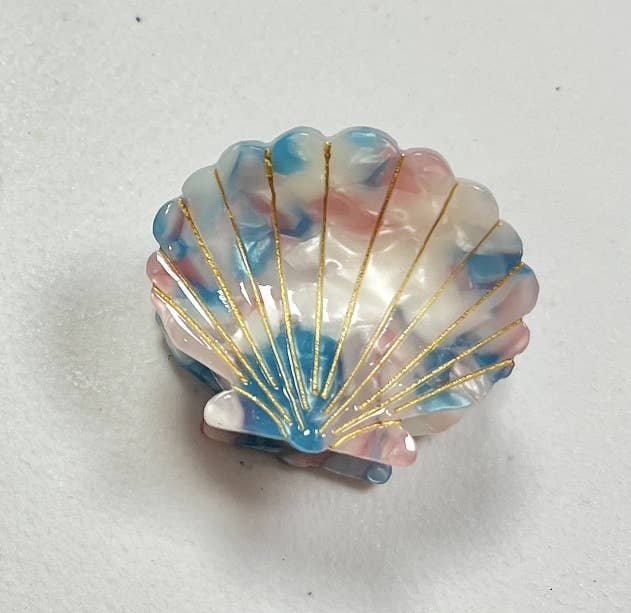 Small Shell Clip: Blue