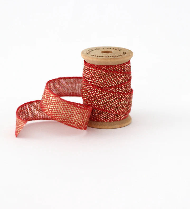 Metallic Cotton Ribbon - Red Gold