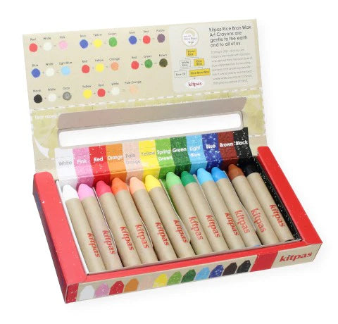 Kitpas Rice Bran Crayons - 12 Colors