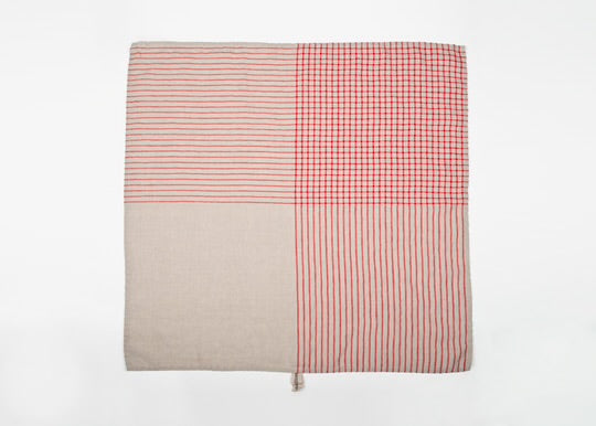 Grid Linen Dish Towel - Red