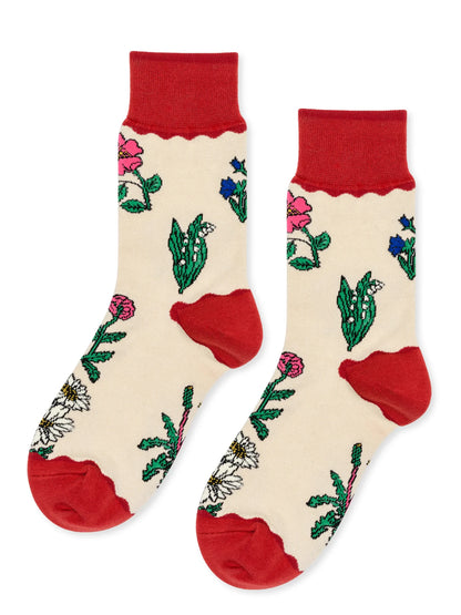 Retro Flower Crew Sock