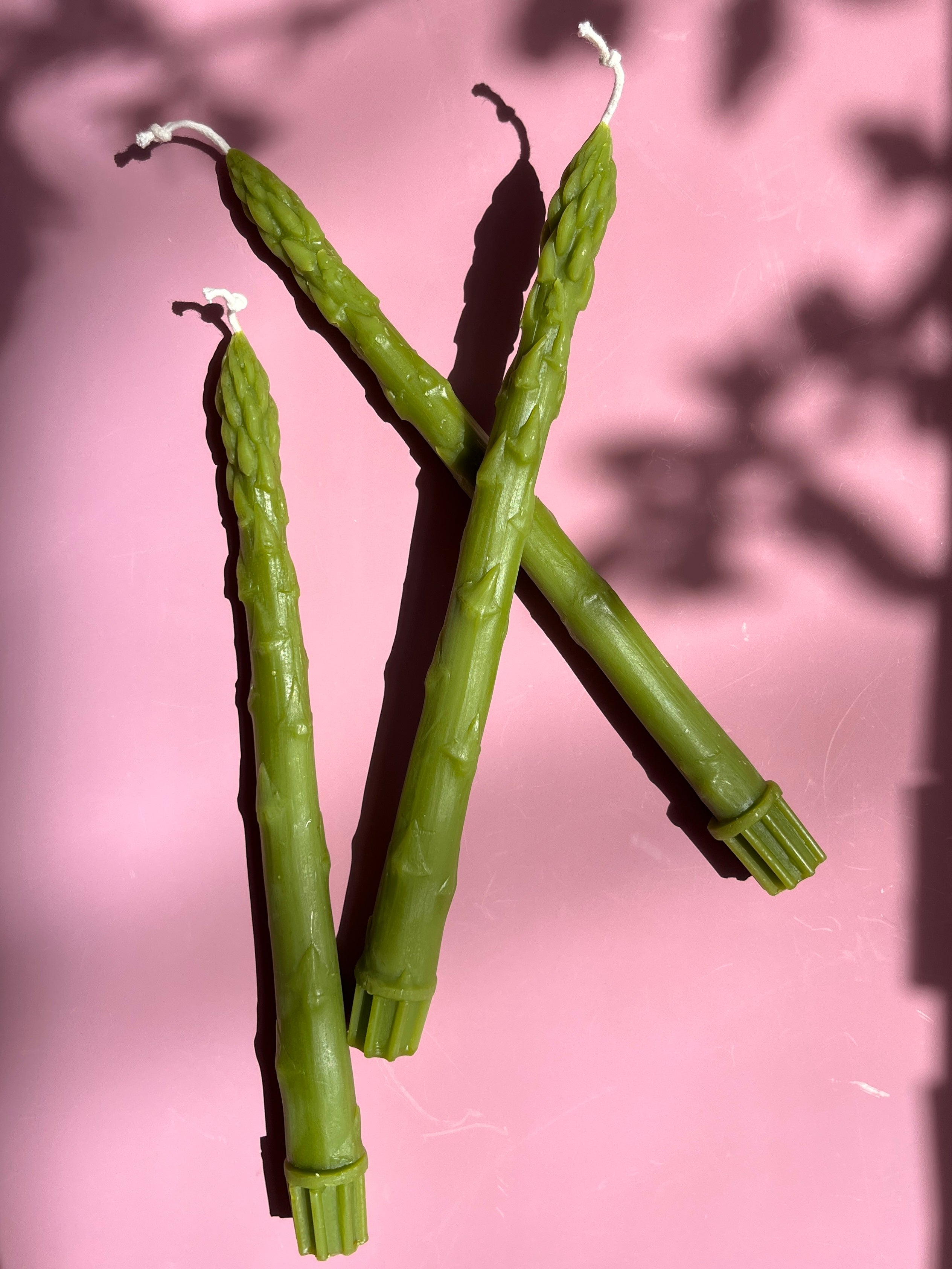 Asparagus Beeswax Taper Candles - Green
