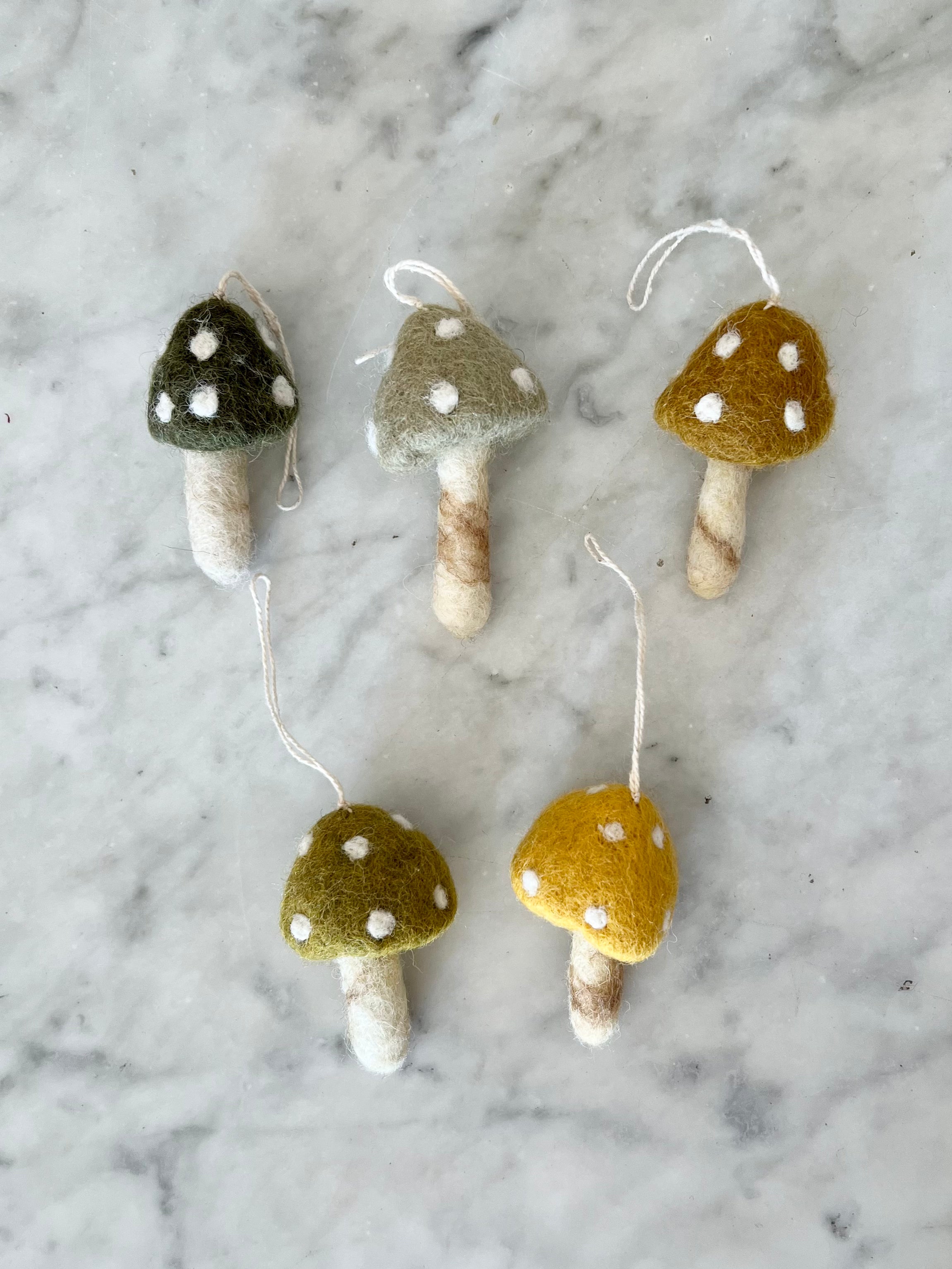 Small Felt Mushroom Ornament - Earth Tones
