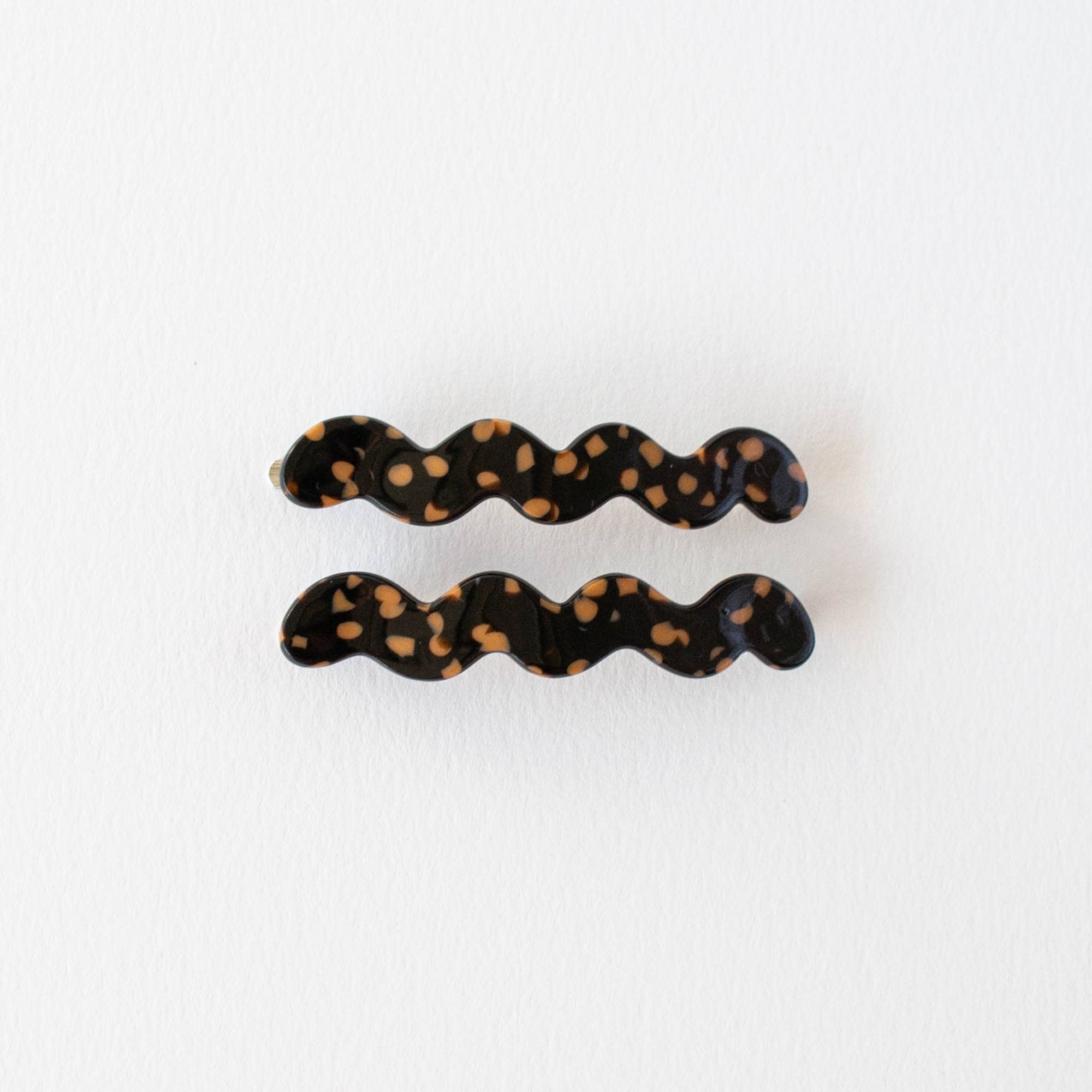 Wave Hair Pin Set - Black Terrazzo