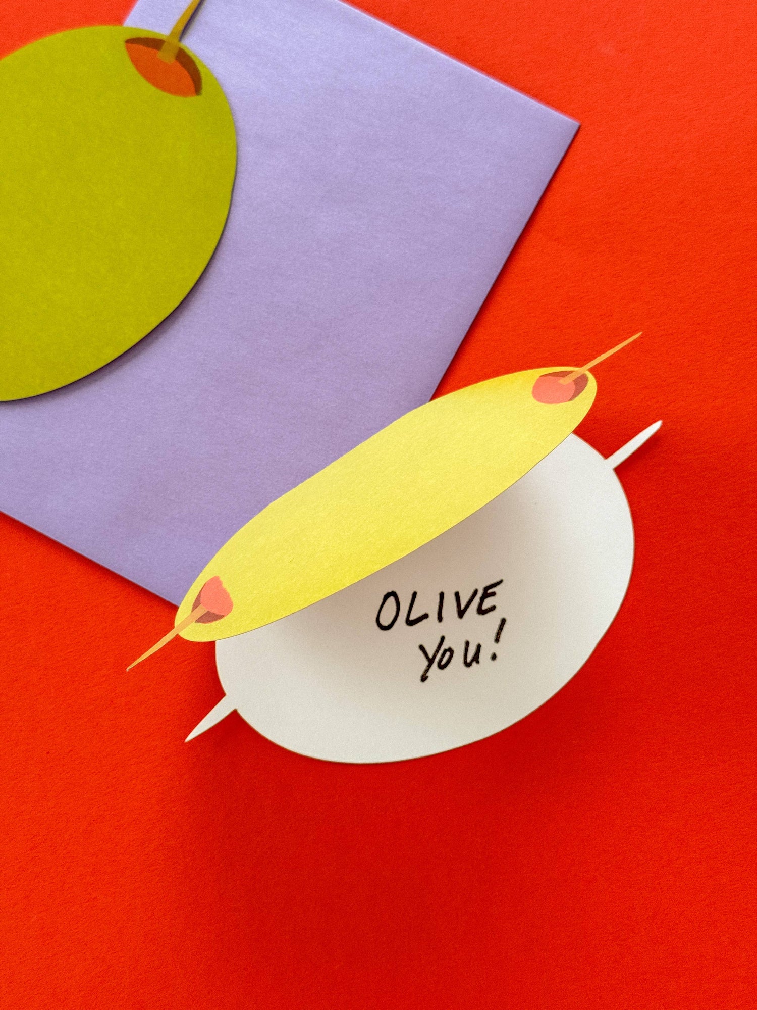Olive Die Cut Greeting Card