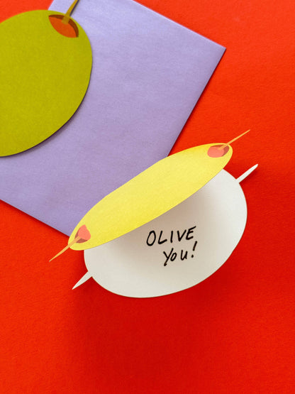 Olive Die Cut Greeting Card