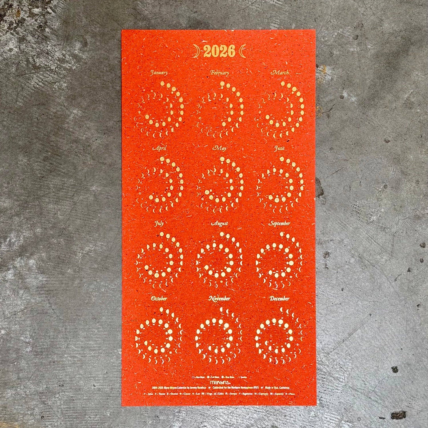 2026 Moon Calendar Apricot - Small