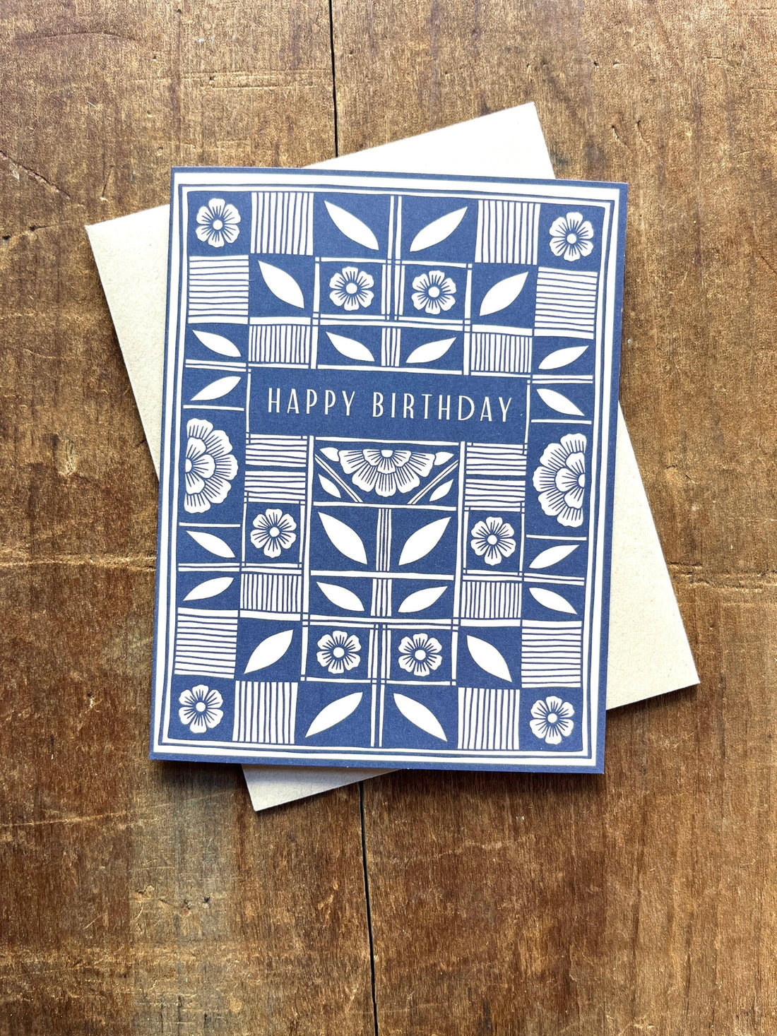 Blue Floral Birthday Card