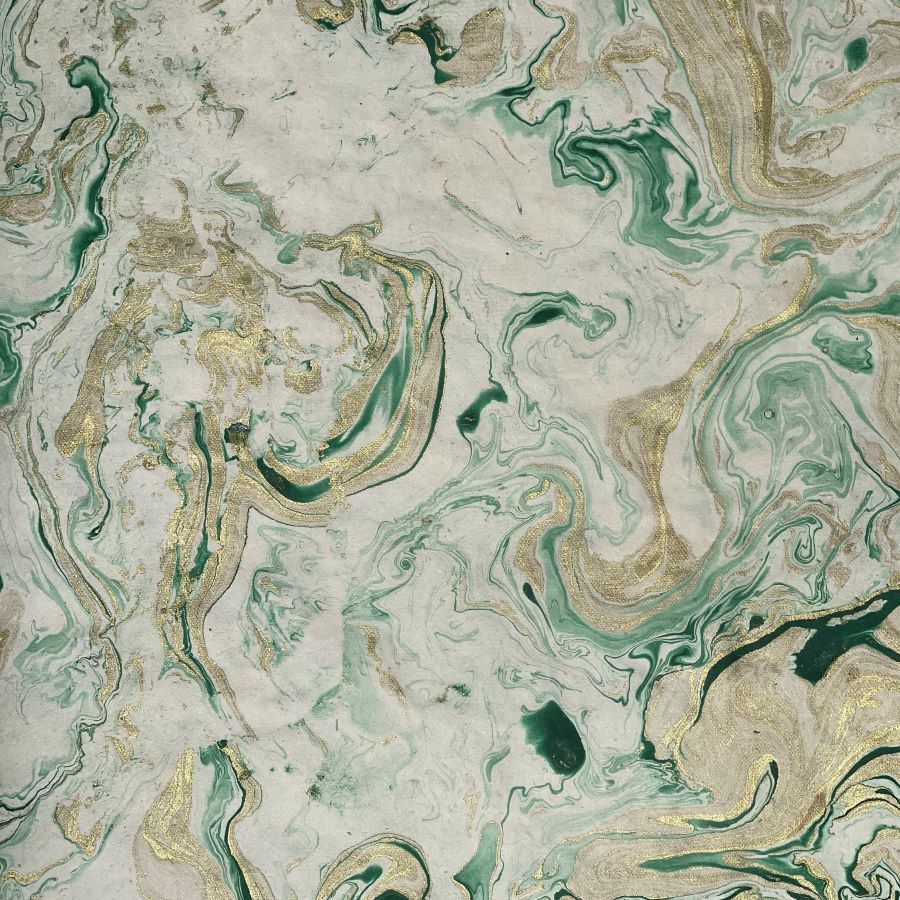Handmade Paper - Green Marble Swirl