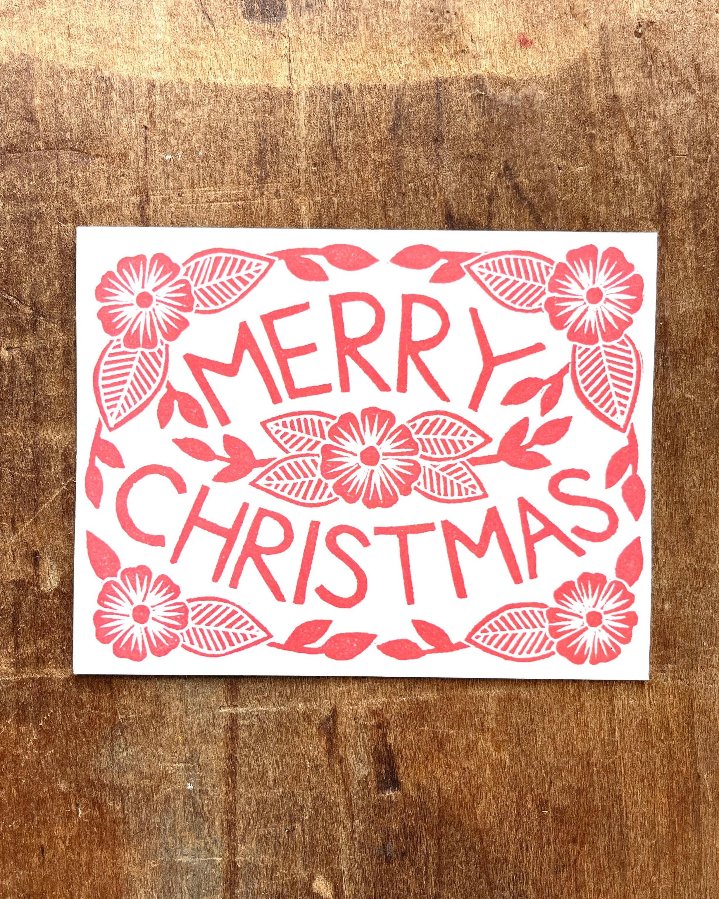 Block Print Merry Christmas Card
