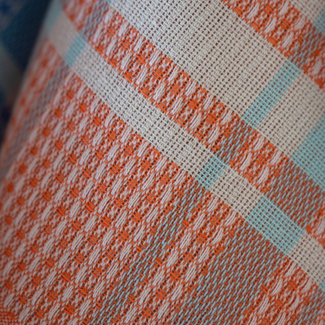 Plaid Cotton Tea Towel: Orange