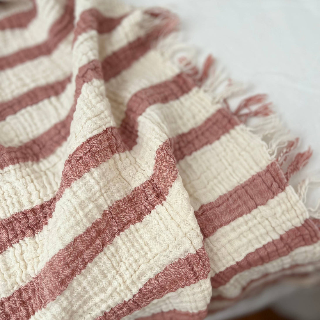 Muslin Striped Blanket: Red
