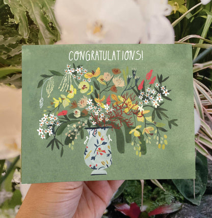 Congratulations Flower Vase Card