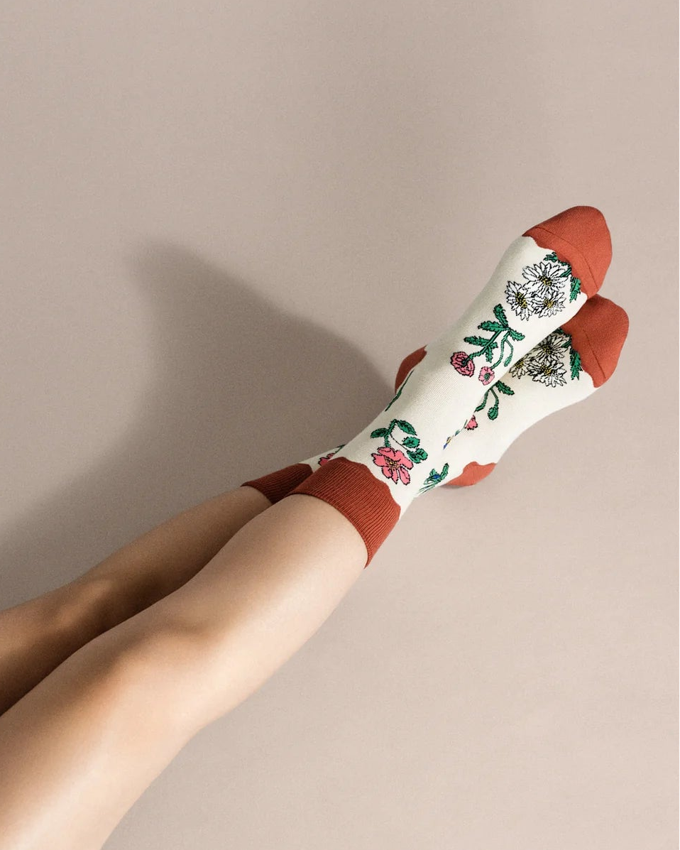 Retro Flower Crew Sock