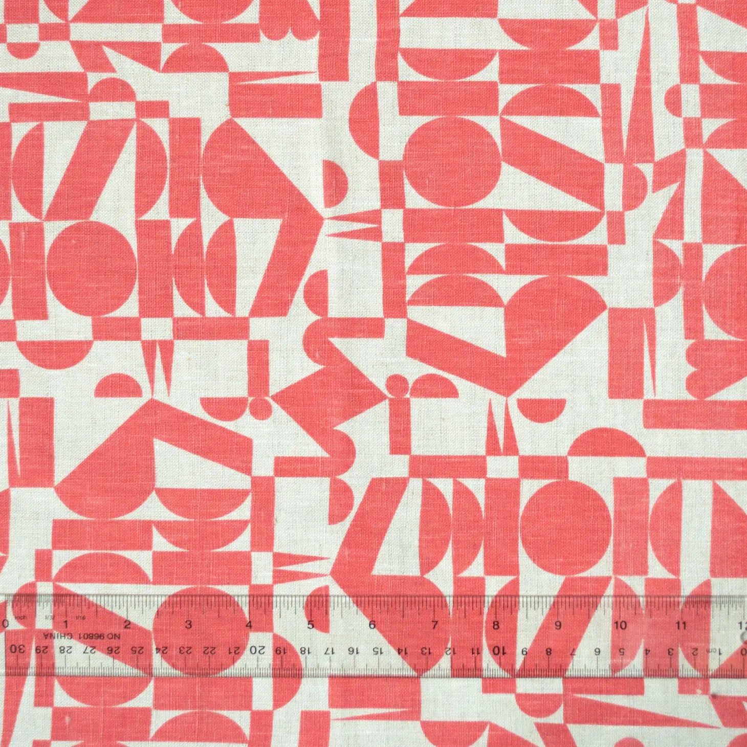 Linen Napkin Set - Tomato Red Geometrics