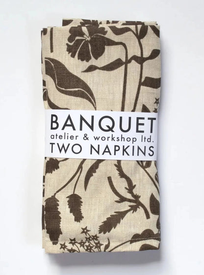 Linen Napkin Set - Chocolate Wildflowers