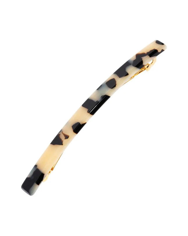 Hair barrette with tortoiseshell pattern on a white background