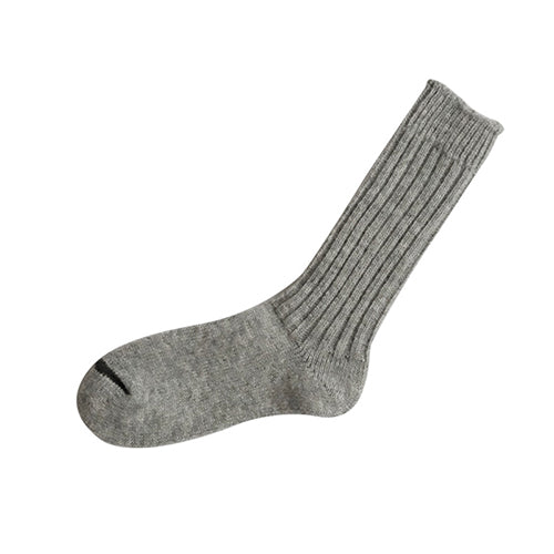 Wool Ribbed Socks - Lt Grey