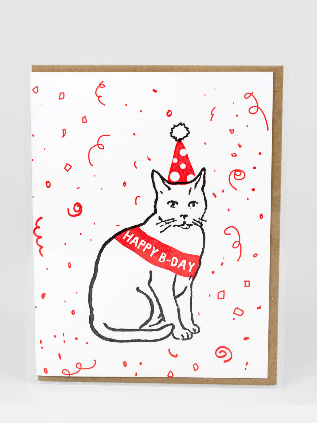 Happy B-Day Party Cat Card