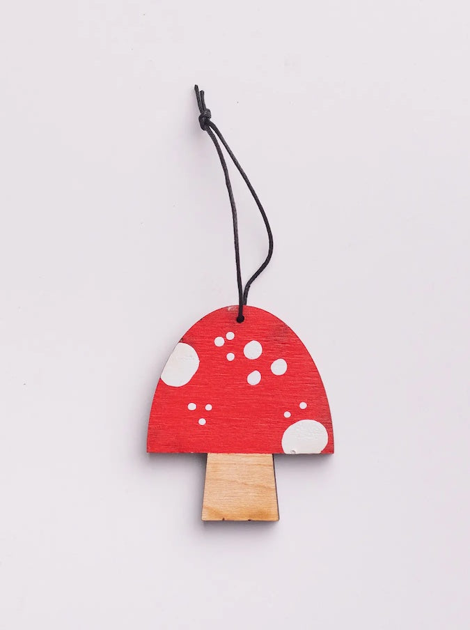 Wooden Mushroom Ornament