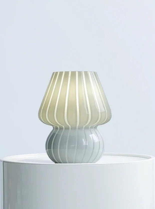 Mini Mushroom Lamp - White Vertical Stripe