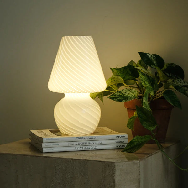 Tall White Mushroom Lamp - White Swivel