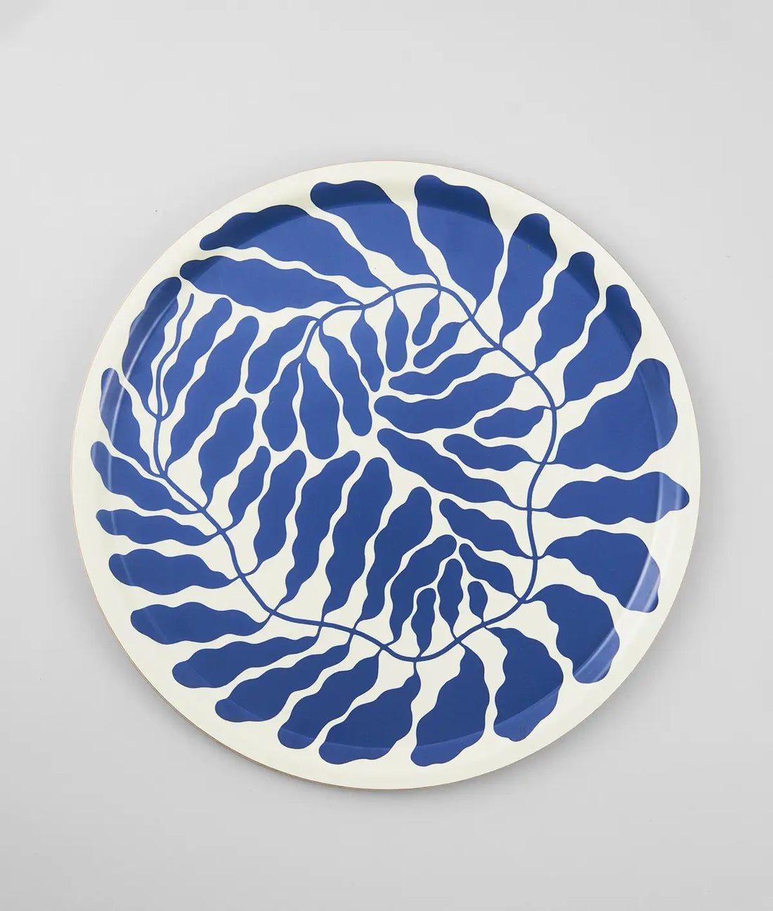 Blue Leaves Round Tray