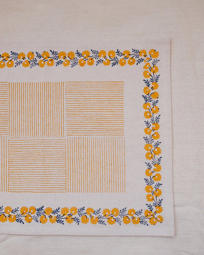 Block Print Placemat- Shikha Yellow Daffodil