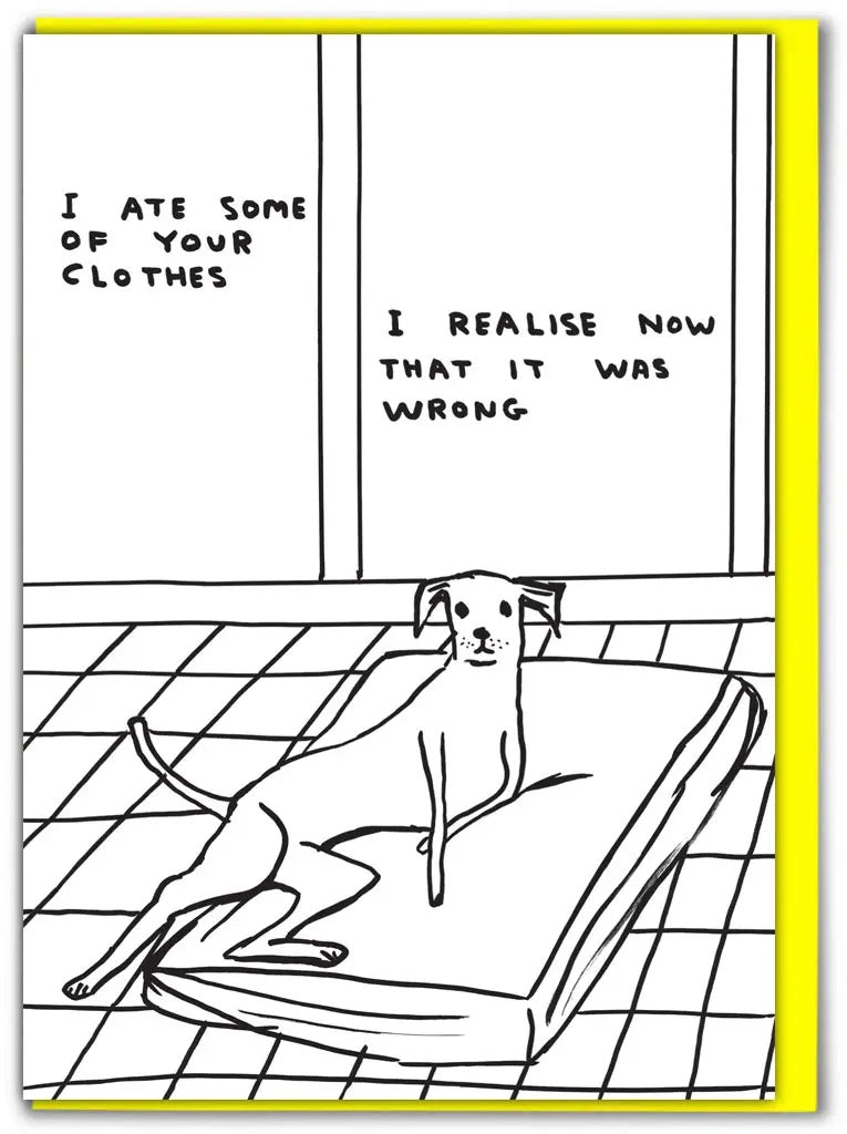 Ate Your Clothes Card - David Shrigley